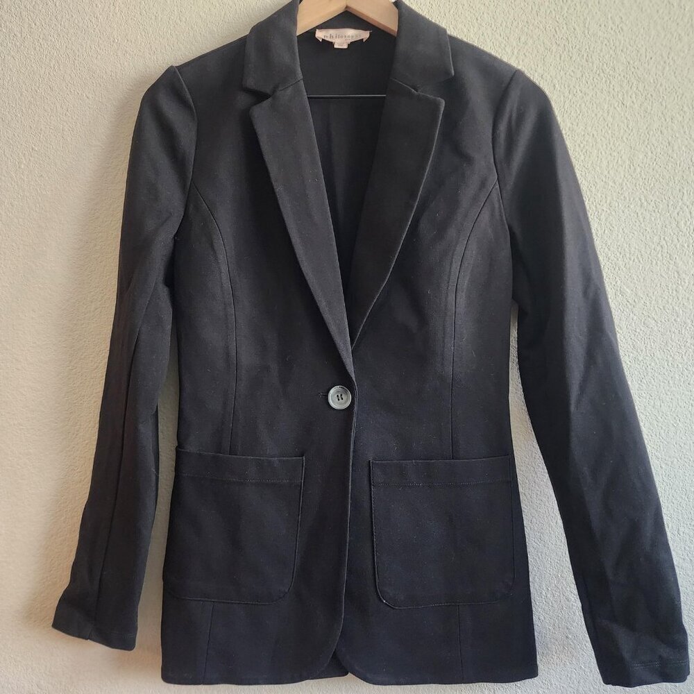 Philosophy Blazer Womens XS Stretch Knit Jacket 1 Button Office Career Workwear